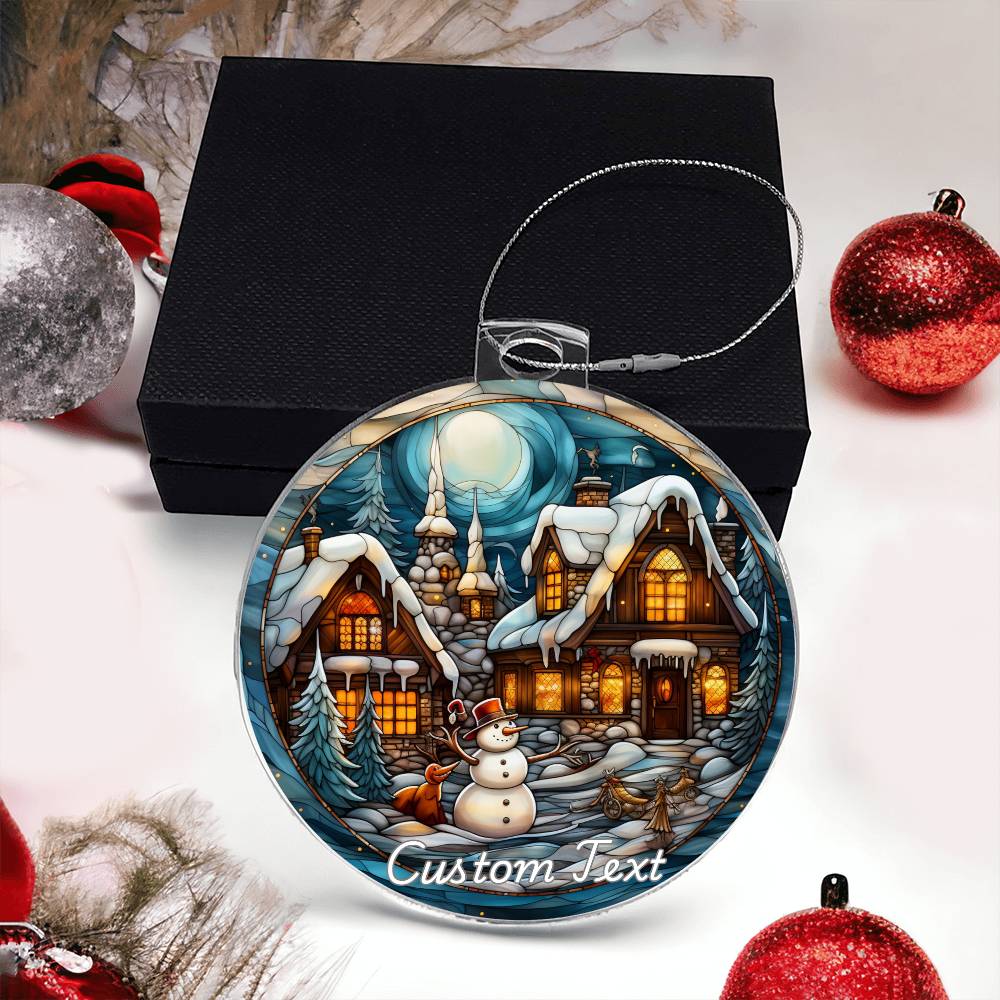 Faux Stained Glass Winter, Custom Personalized Acrylic Christmas Ornament