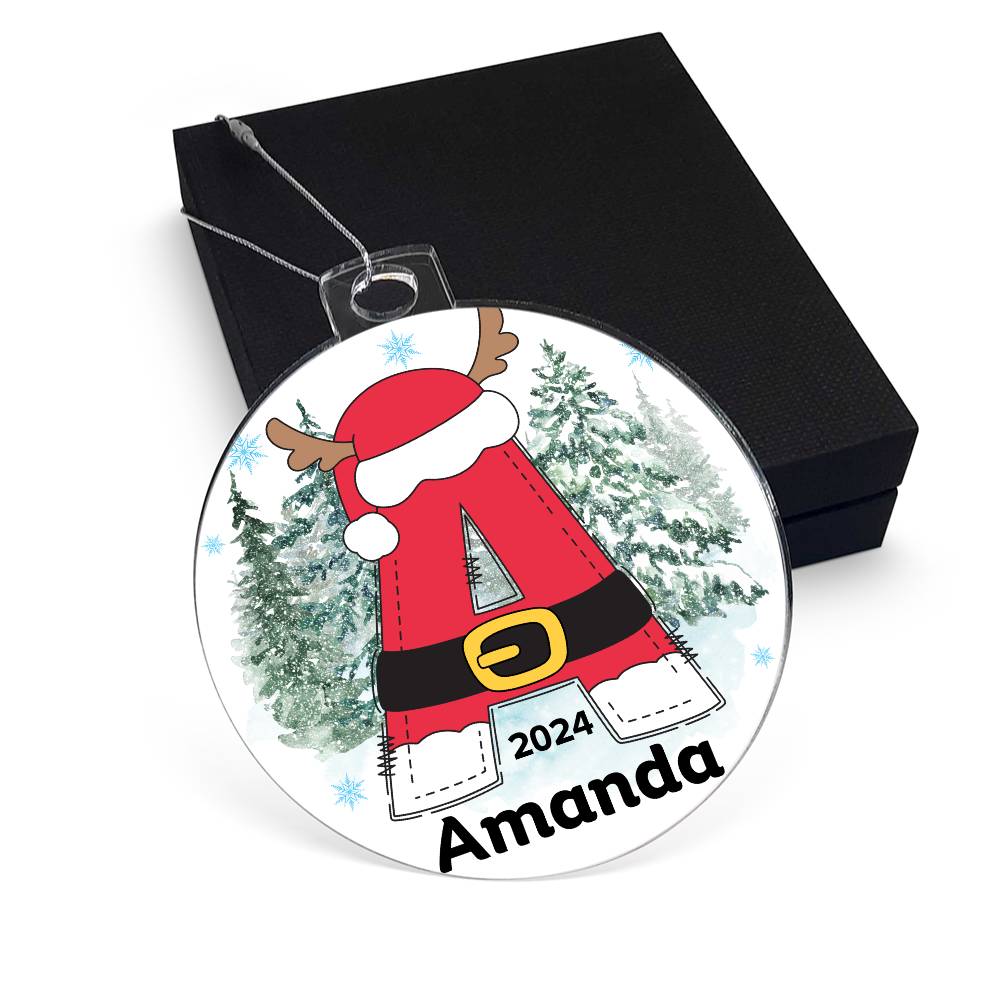 Personalized Santa Initial Christmas Ornament - Acrylic Ornament