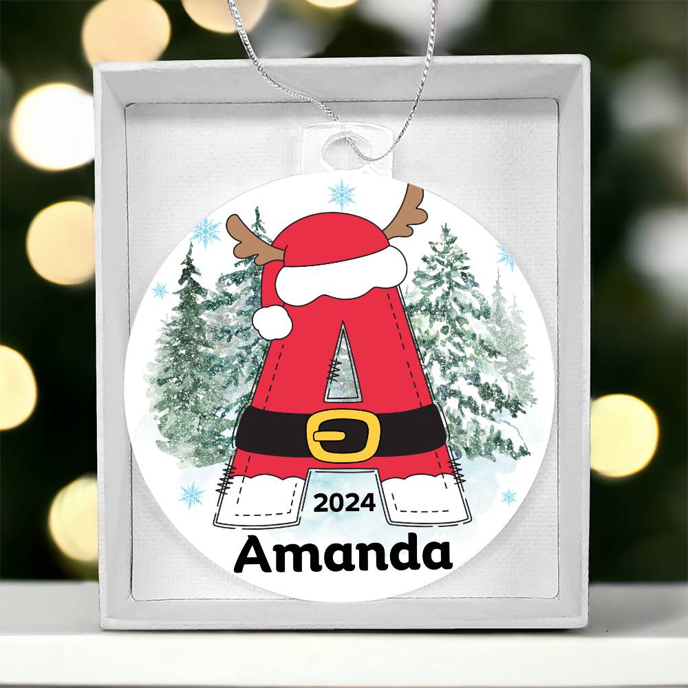 Personalized Santa Initial Christmas Ornament - Acrylic Ornament