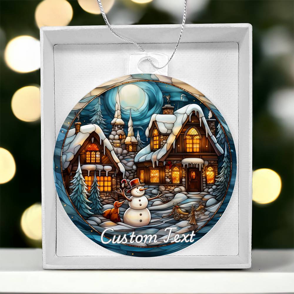 Faux Stained Glass Winter, Custom Personalized Acrylic Christmas Ornament