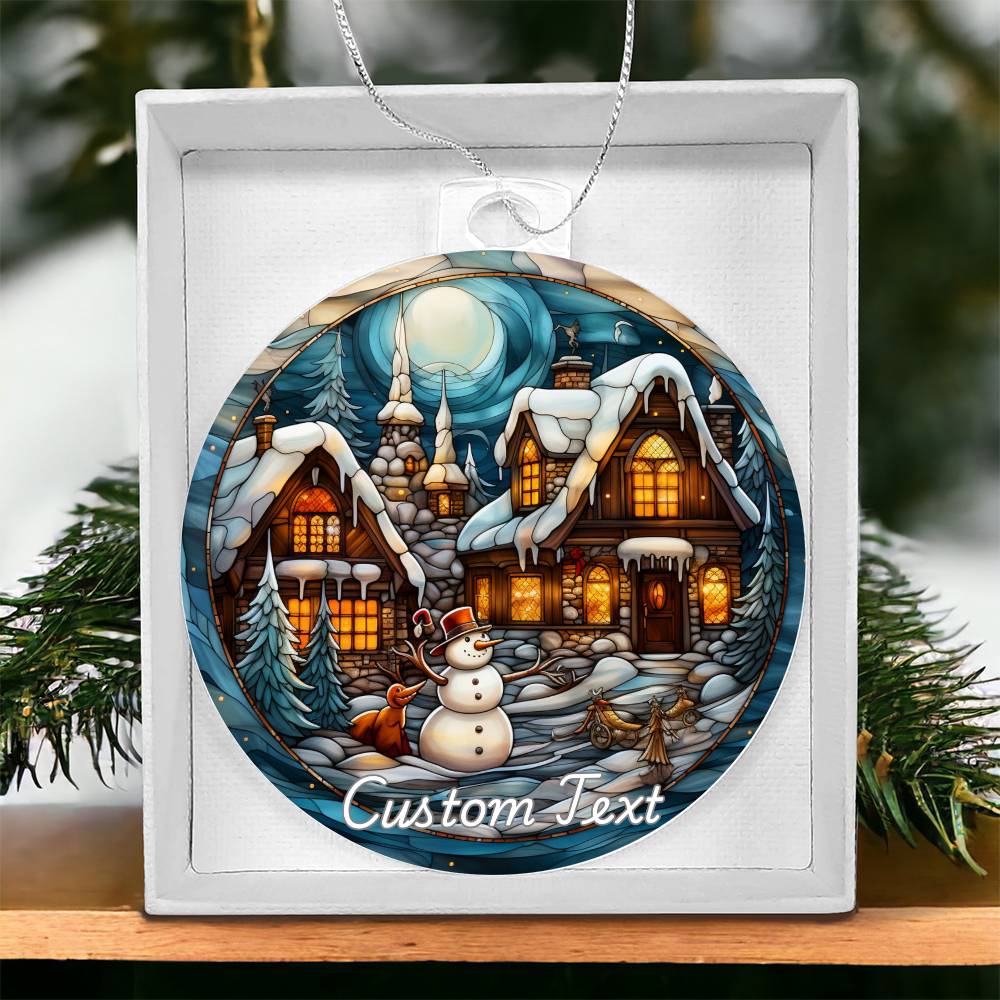 Faux Stained Glass Winter, Custom Personalized Acrylic Christmas Ornament