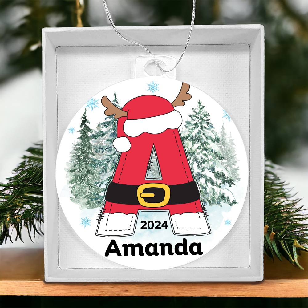 Personalized Santa Initial Christmas Ornament - Acrylic Ornament