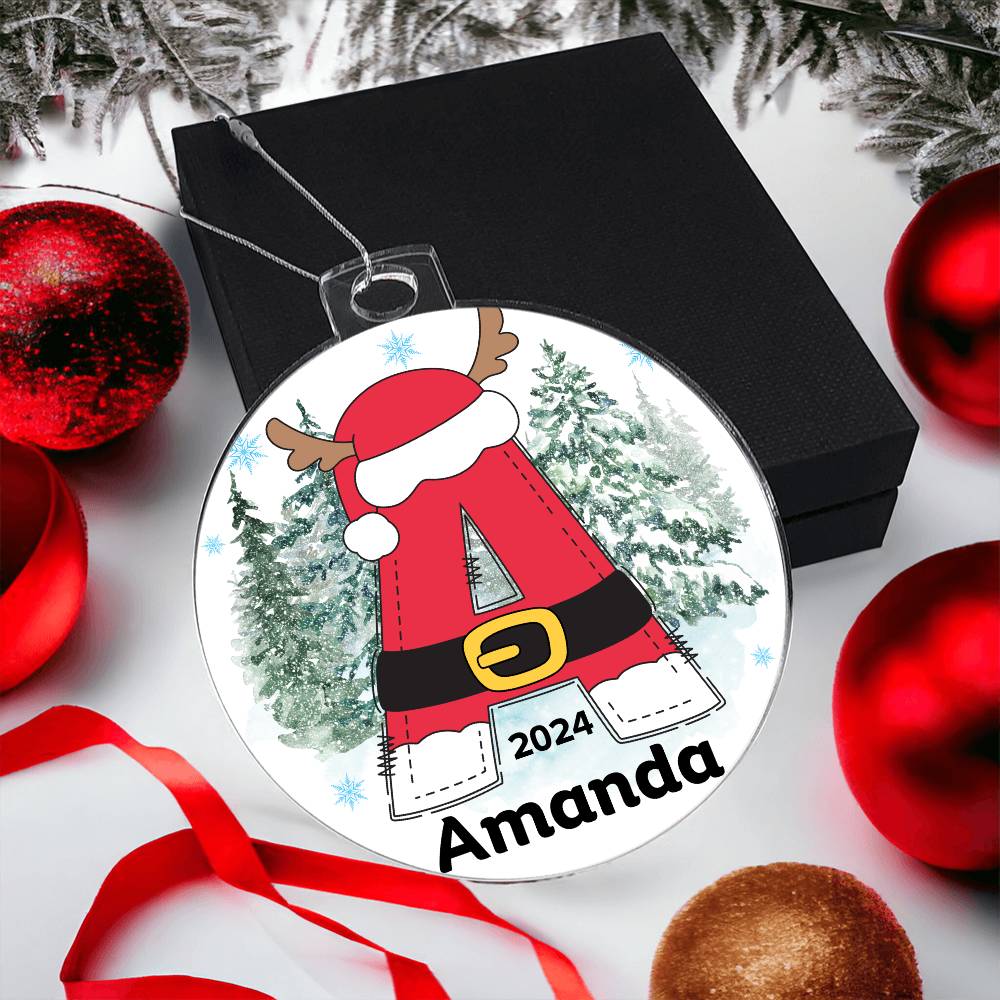 Personalized Santa Initial Christmas Ornament - Acrylic Ornament