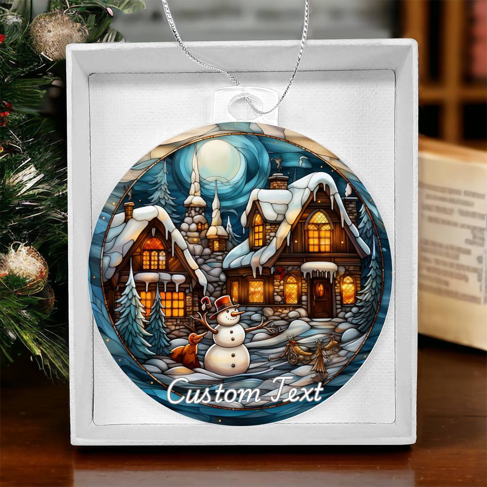 Faux Stained Glass Winter, Custom Personalized Acrylic Christmas Ornament