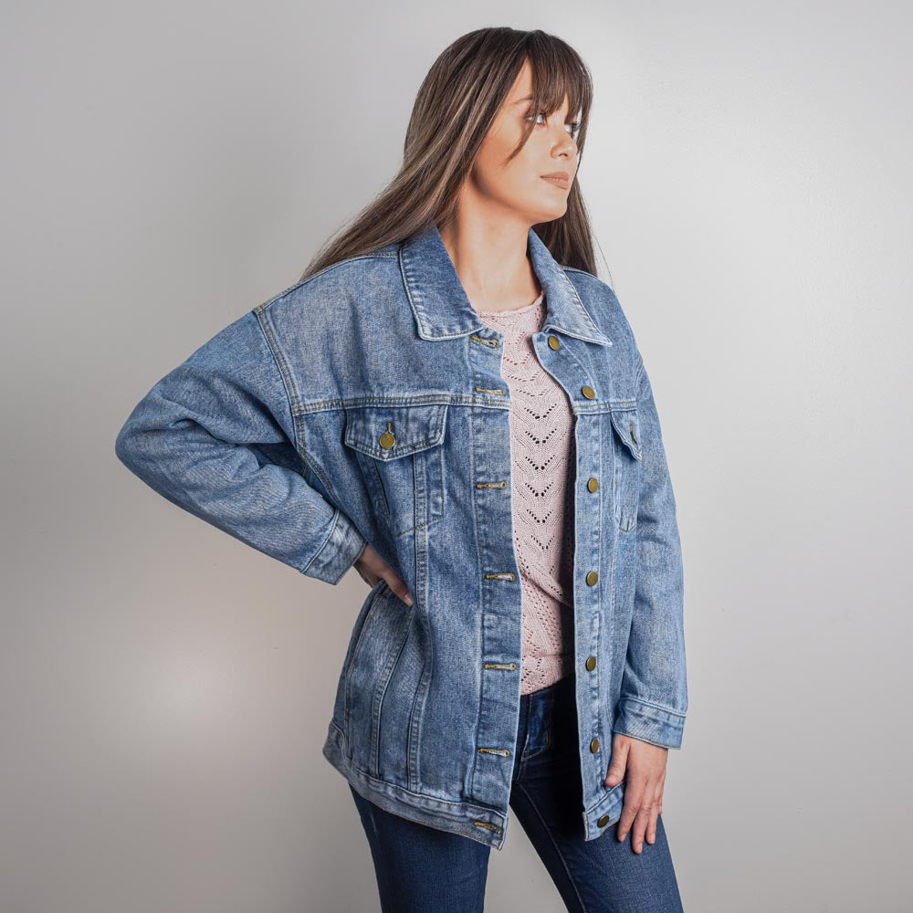 Woman's Denim Jacket - Butterflies and Flowers