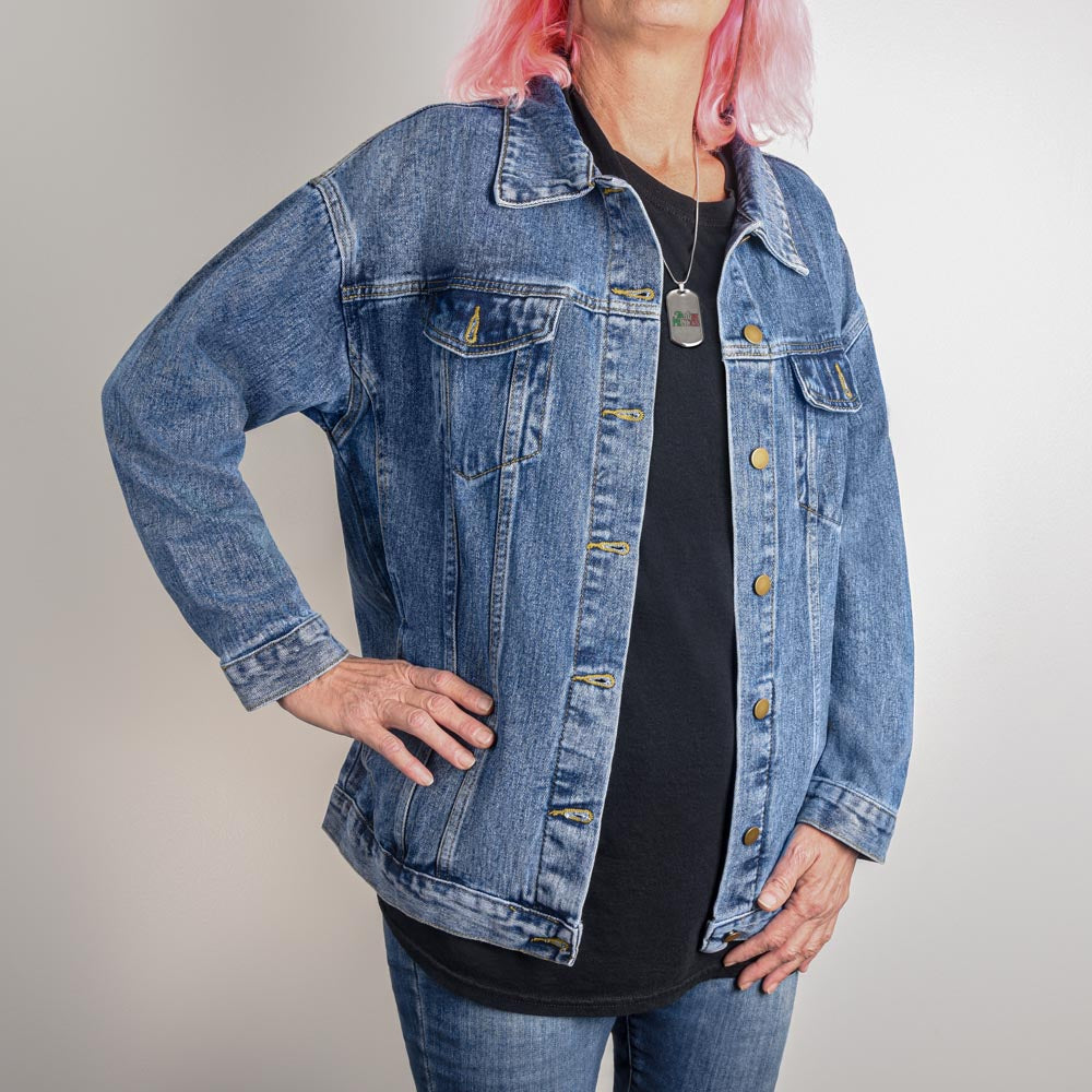 Woman's Denim Jacket - Butterflies and Flowers