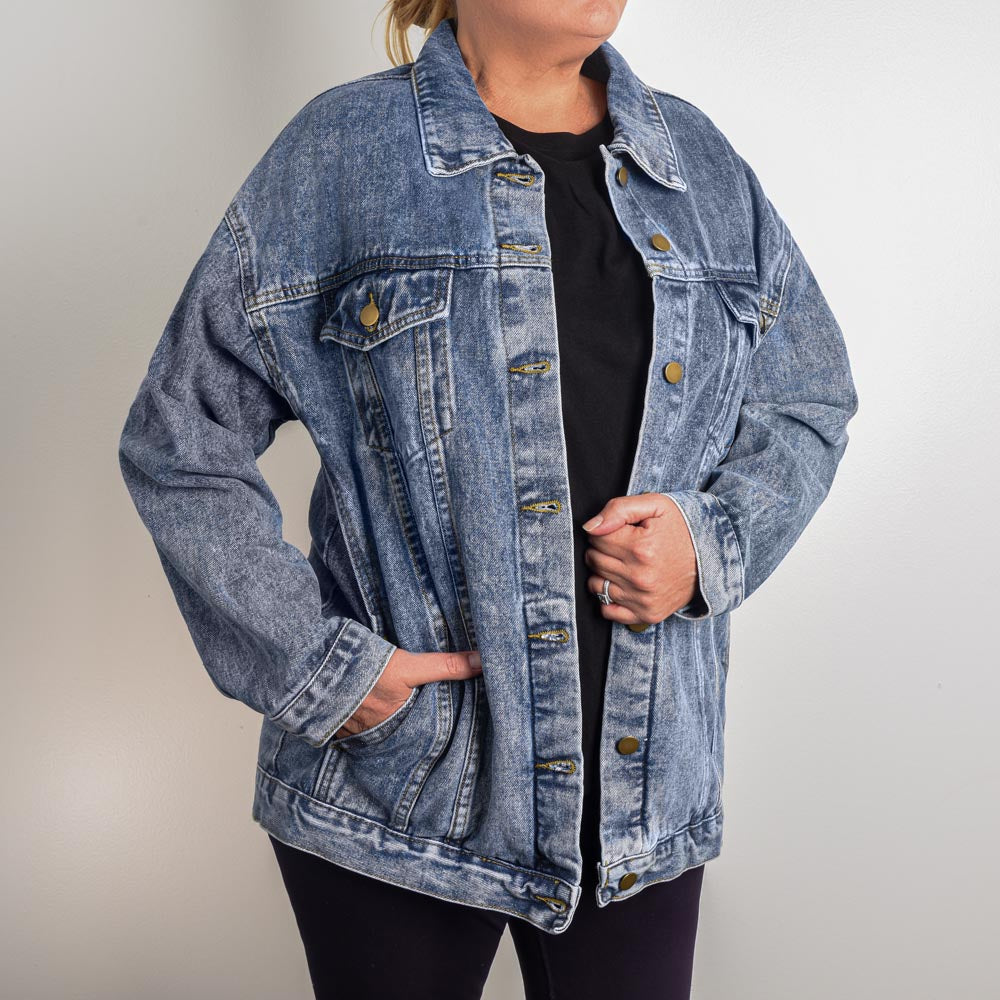 Woman's Denim Jacket - Butterflies and Flowers