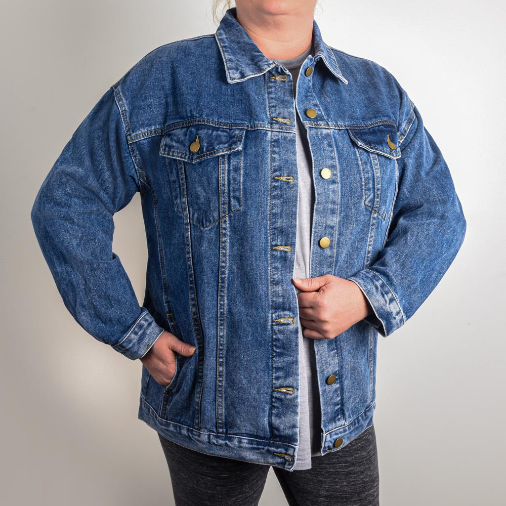 Woman's Denim Jacket - Butterflies and Flowers