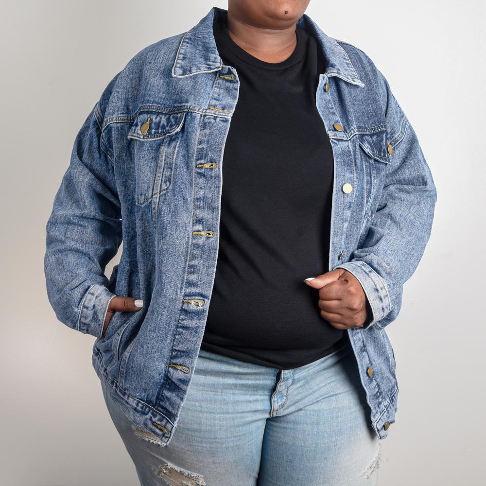 Woman's Denim Jacket - Butterflies and Flowers