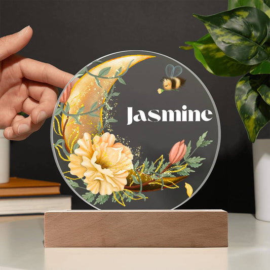 Yellow Flower Moon - Personalized Acrylic Circle Plaque