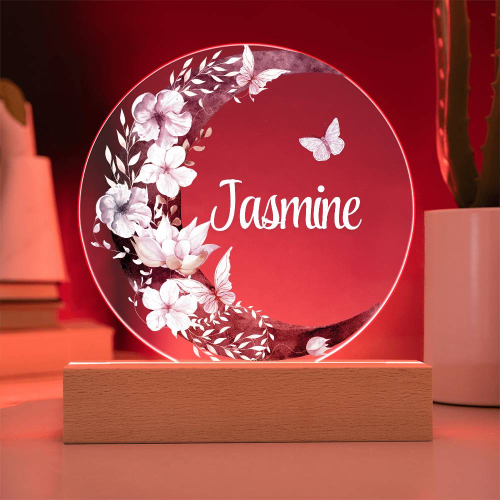 The Flower Moon - Personalized Acrylic Circle Plaque