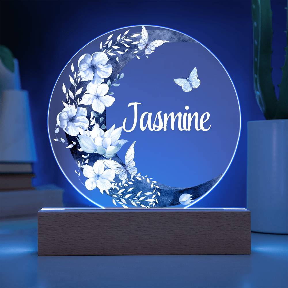 The Flower Moon - Personalized Acrylic Circle Plaque