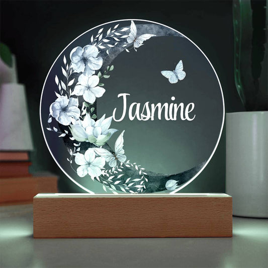 The Flower Moon - Personalized Acrylic Circle Plaque