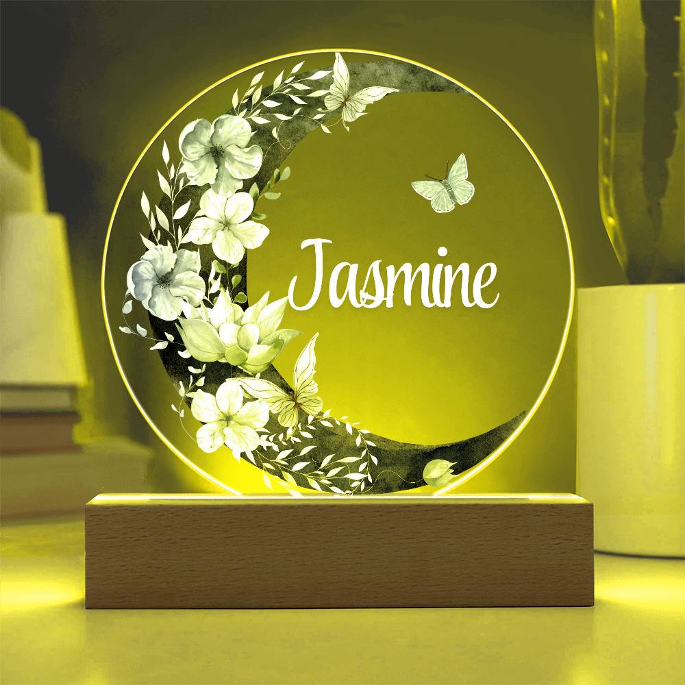 The Flower Moon - Personalized Acrylic Circle Plaque