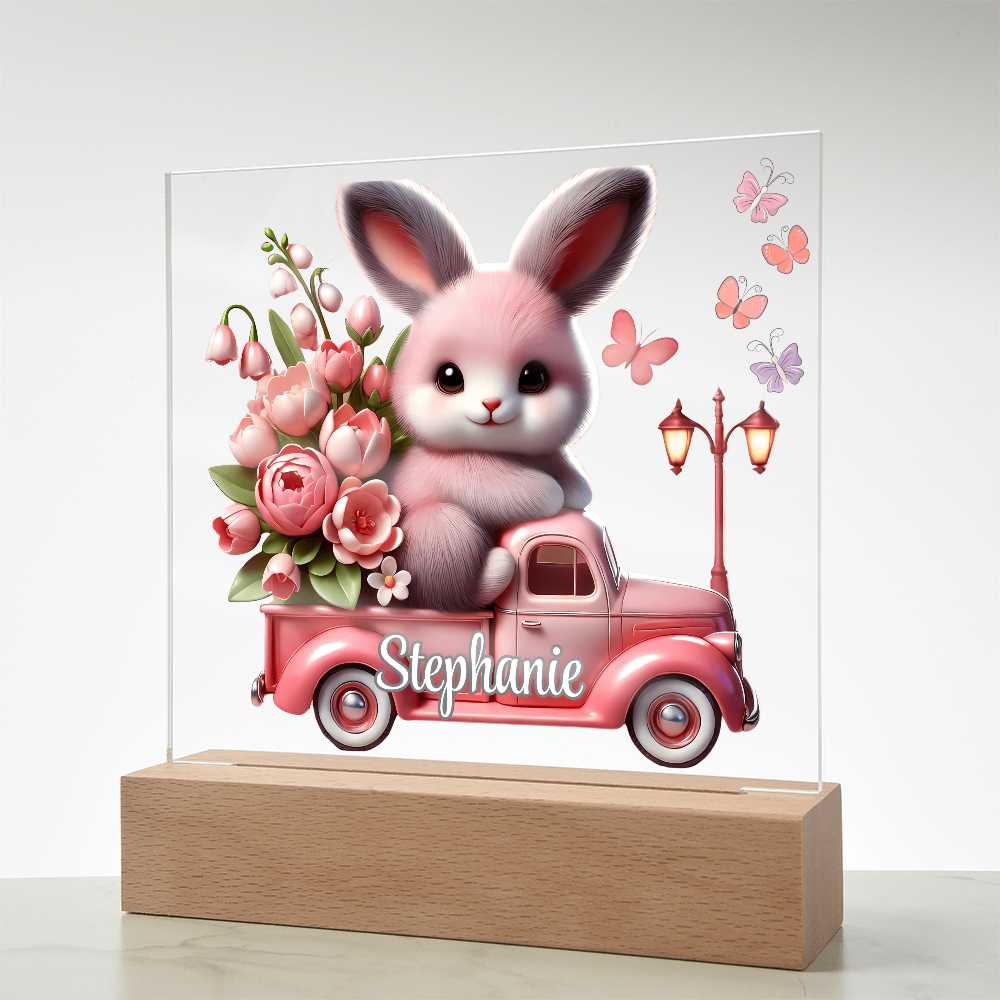 Pink Bunny - Personalized LED Acrylic Plaque