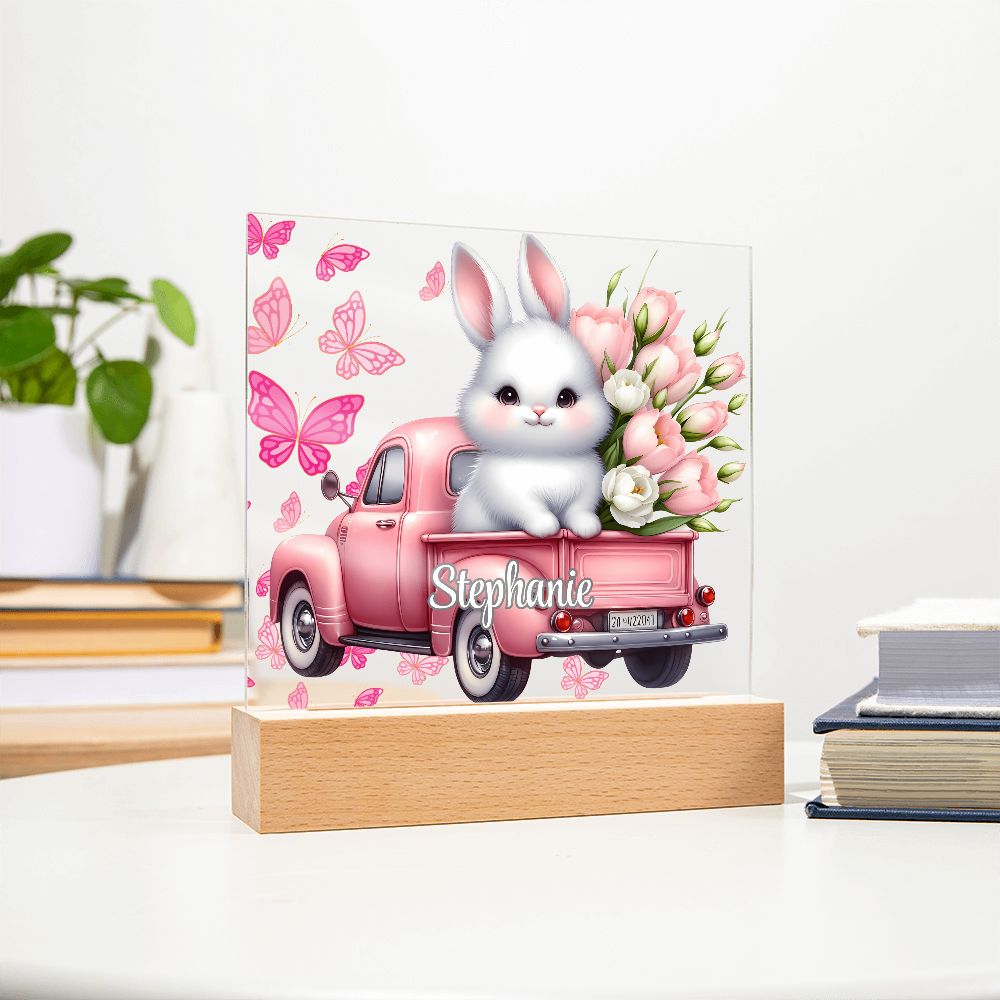 White Bunny - Personalized LED Plaque