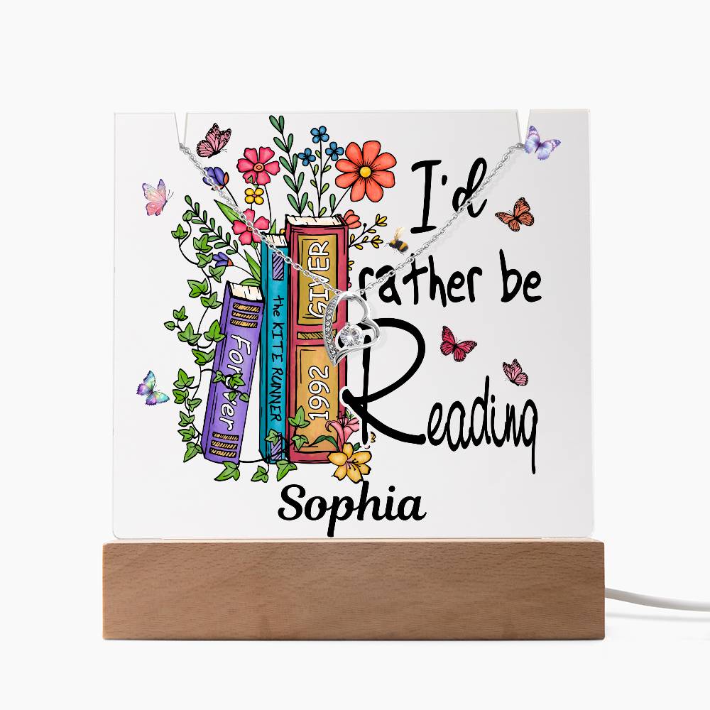 I'd Rather Be Reading - Acrylic Keepsake and Necklace