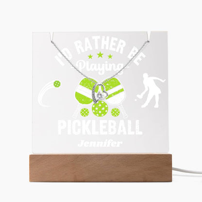 I'd Rather Be Playing Pickleball - Acrylic Keepsake and Necklace