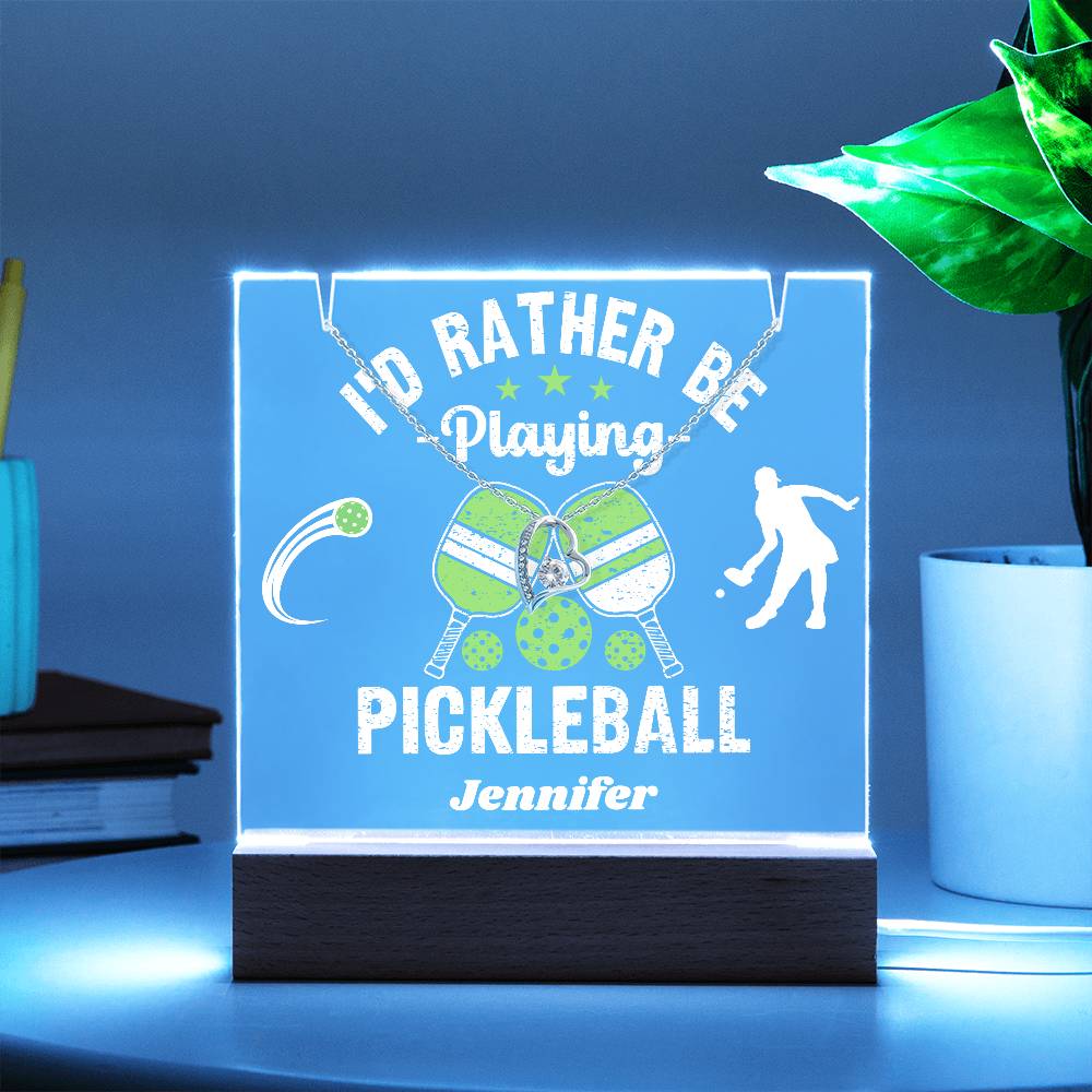 I'd Rather Be Playing Pickleball - Acrylic Keepsake and Necklace