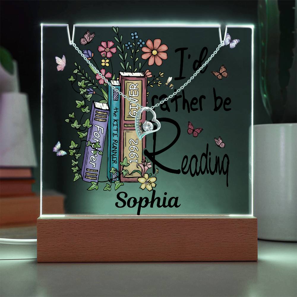 I'd Rather Be Reading - Acrylic Keepsake and Necklace