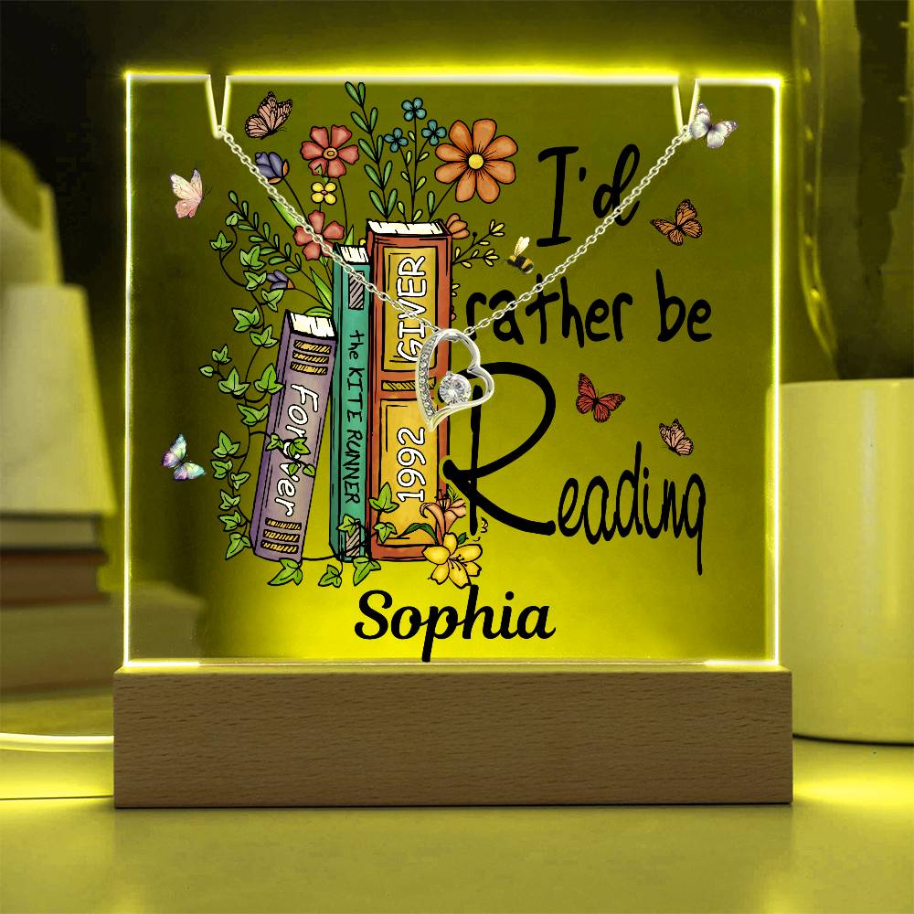 I'd Rather Be Reading - Acrylic Keepsake and Necklace