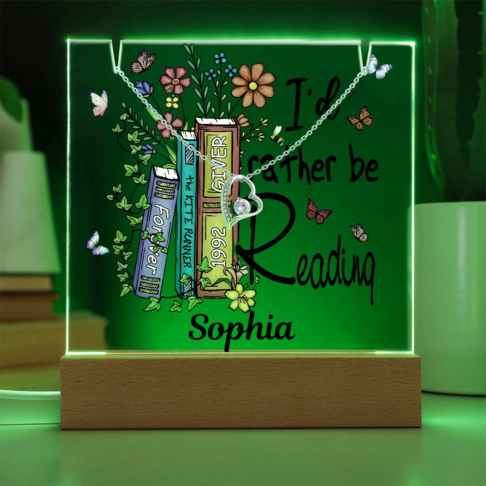 I'd Rather Be Reading - Acrylic Keepsake and Necklace