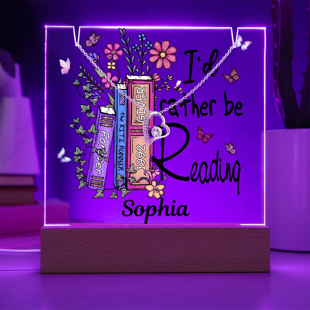 I'd Rather Be Reading - Acrylic Keepsake and Necklace