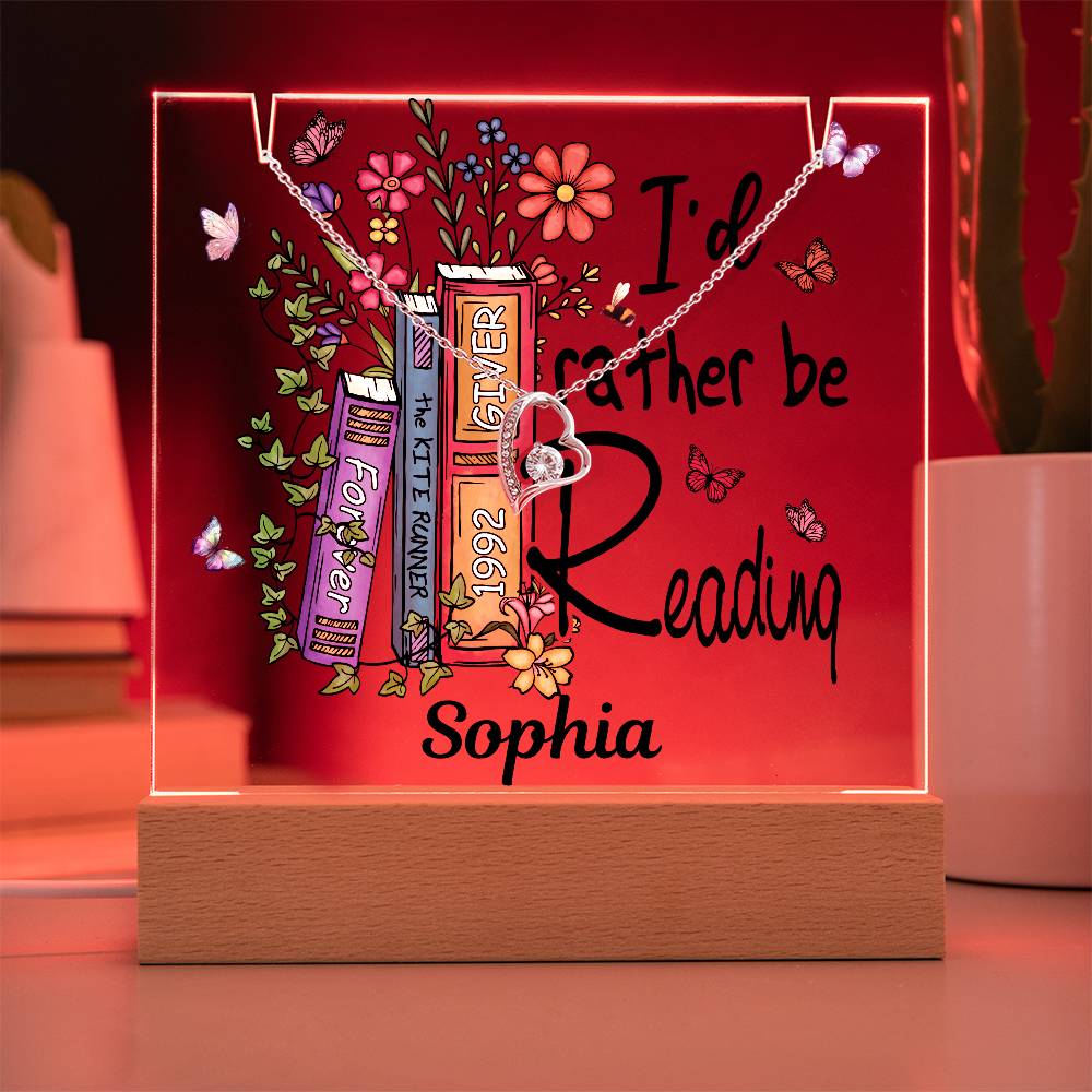 I'd Rather Be Reading - Acrylic Keepsake and Necklace