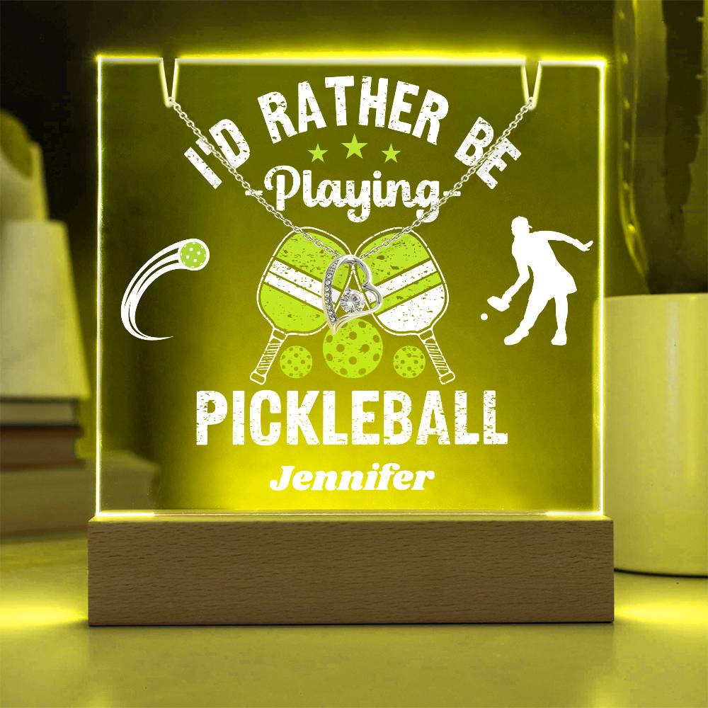 I'd Rather Be Playing Pickleball - Acrylic Keepsake and Necklace