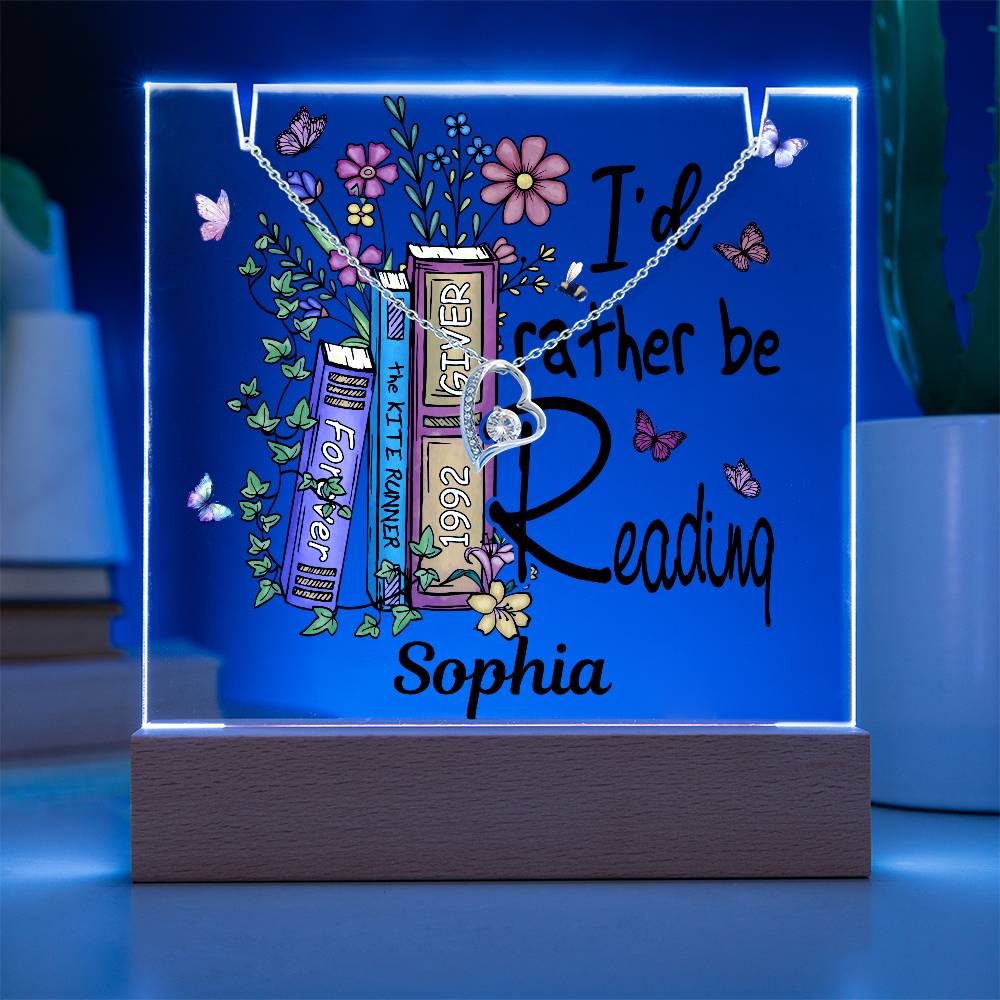 I'd Rather Be Reading - Acrylic Keepsake and Necklace