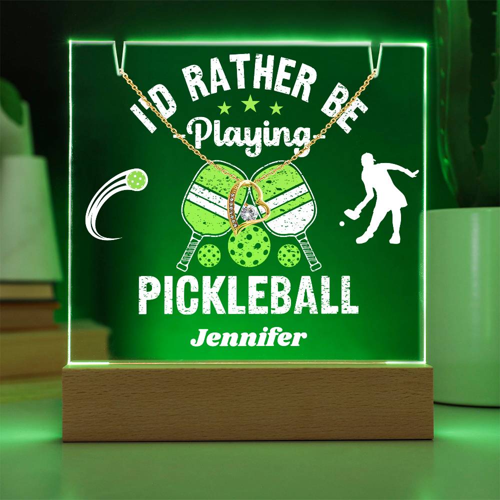 I'd Rather Be Playing Pickleball - Acrylic Keepsake and Necklace