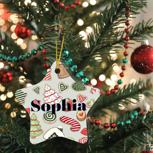 Personalized High Gloss Star Christmas Ornament - Christmas Goodies