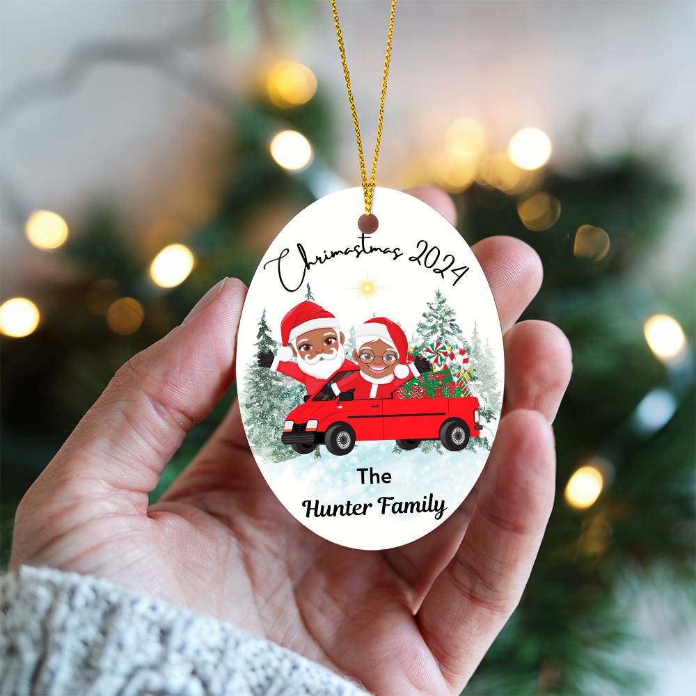 Personalized Family Christmas - High Gloss Oval Ornament