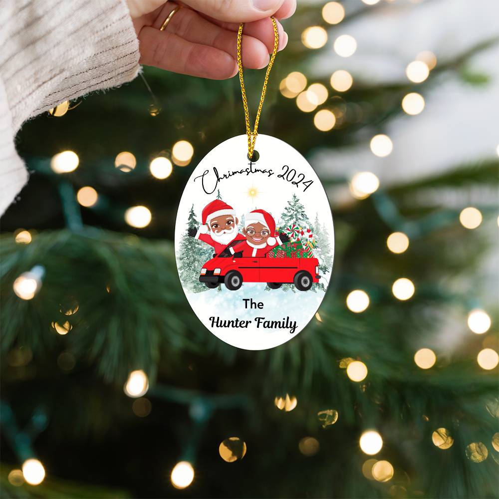 Personalized Family Christmas - High Gloss Oval Ornament