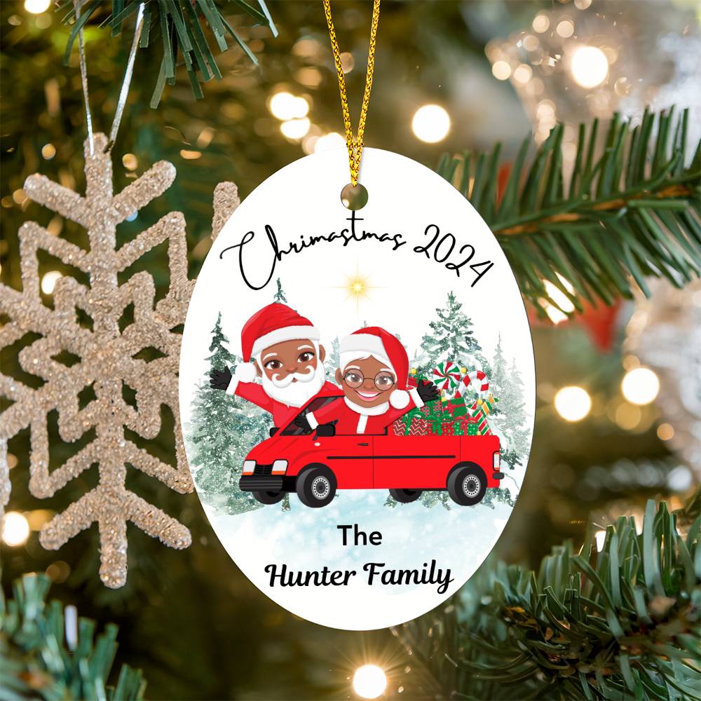 Personalized Family Christmas - High Gloss Oval Ornament