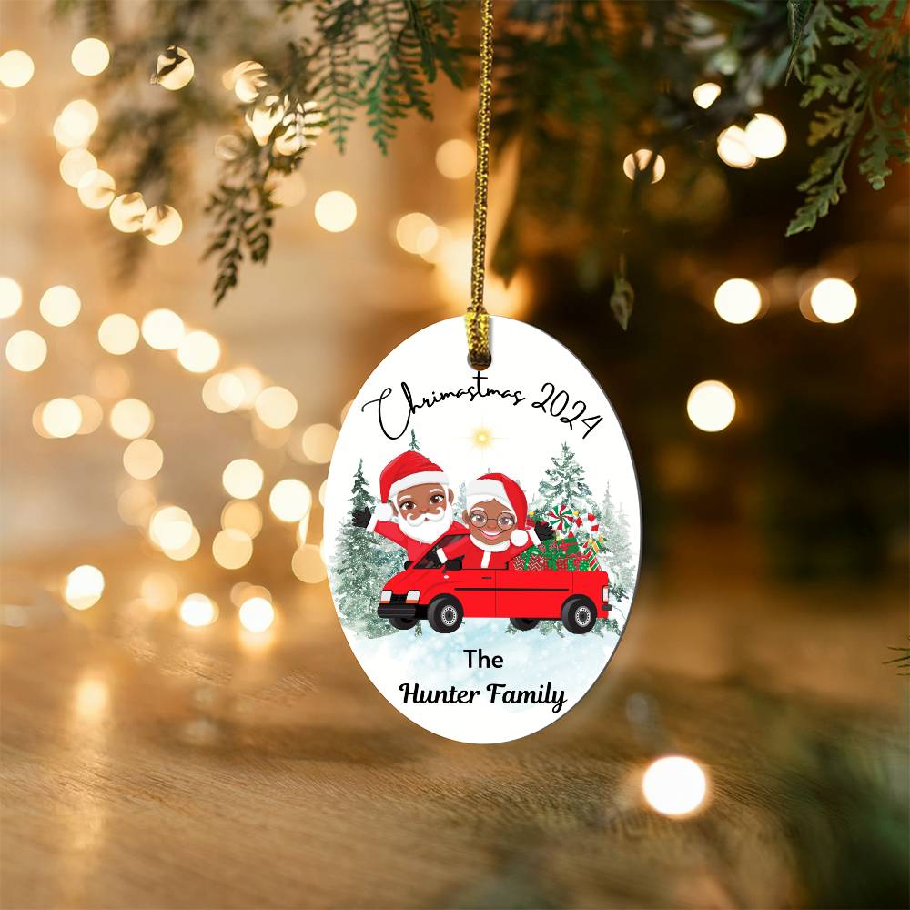 Personalized Family Christmas - High Gloss Oval Ornament