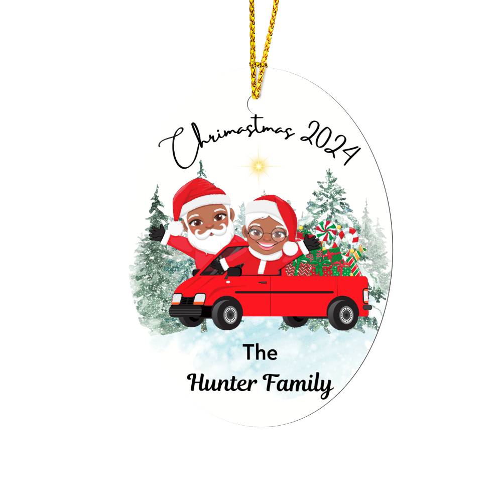 Personalized Family Christmas - High Gloss Oval Ornament