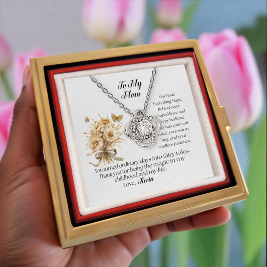 Love Knot Necklace with Rotating Rose Gift Box - You Made Everything Magic