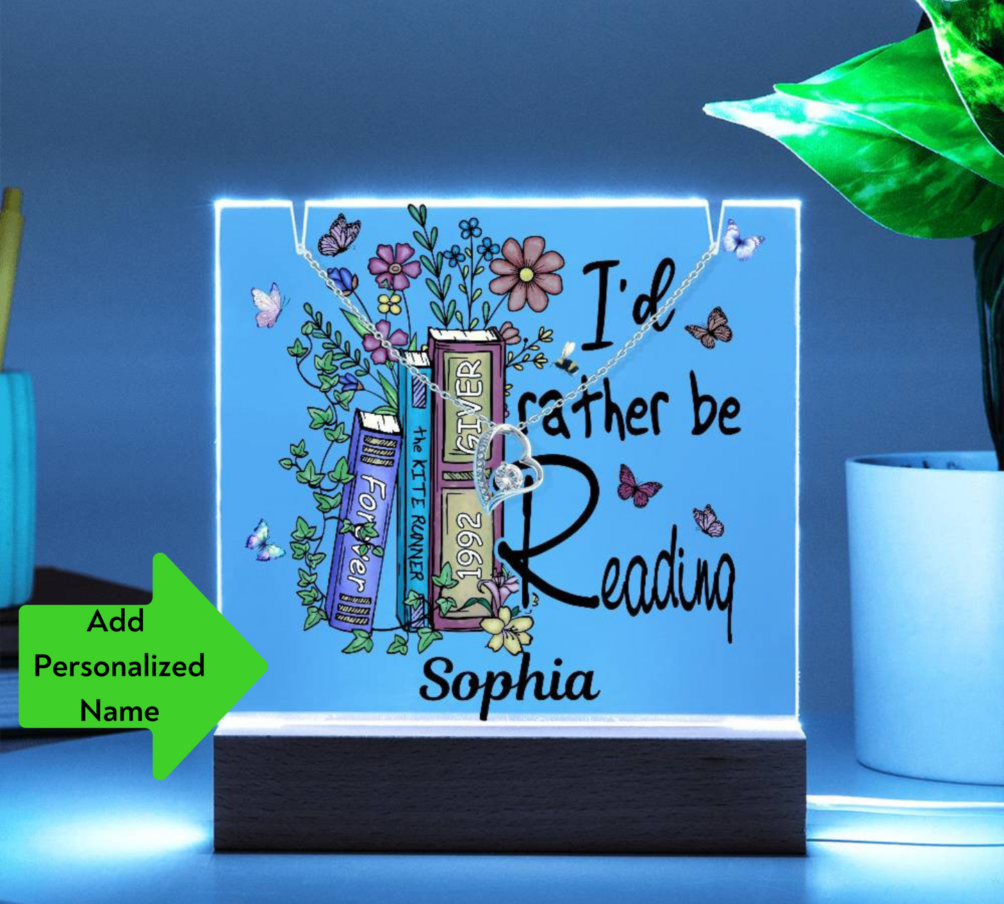 I'd Rather Be Reading - Acrylic Keepsake and Necklace