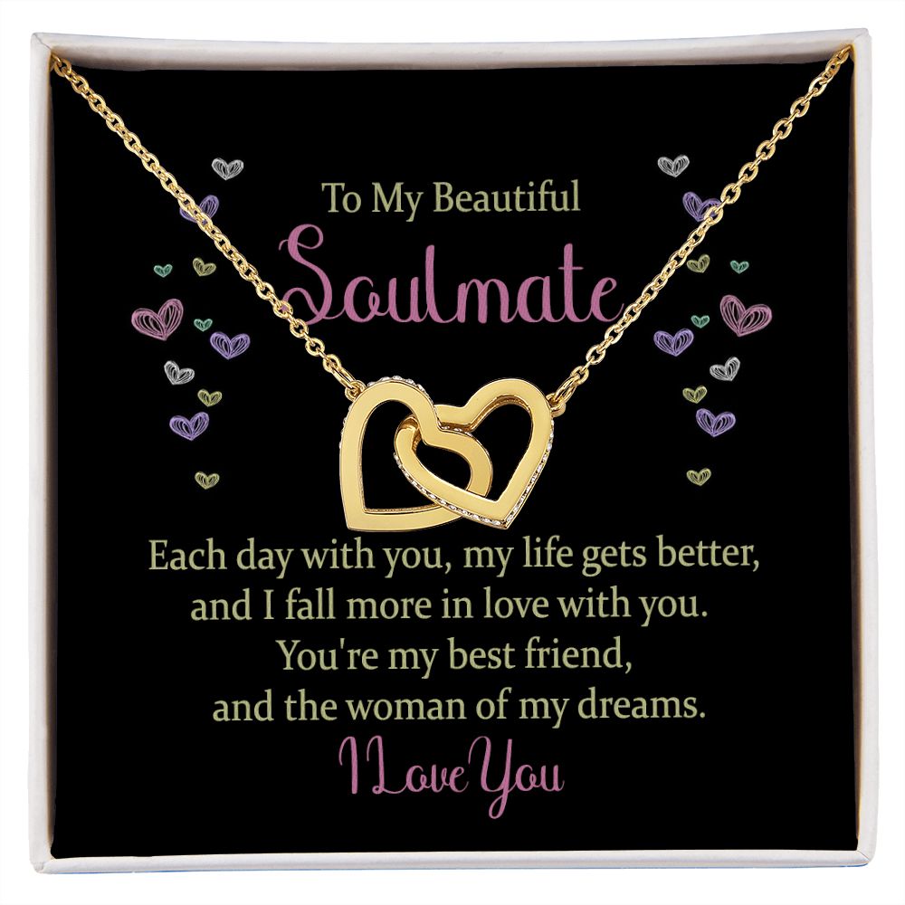 Interlocking Hearts Necklace - To My Beautiful Soulmate