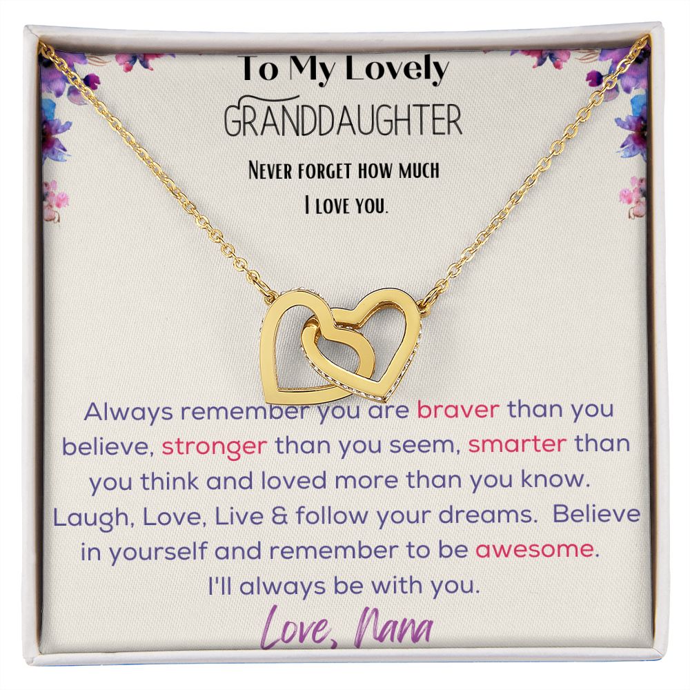Interlocking Hearts Necklace - To My Lovely Granddaughter - Love, Nana