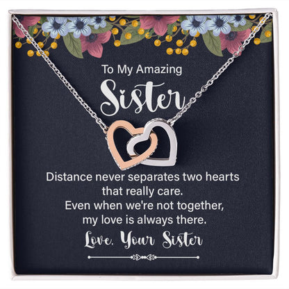 Interlocking Hearts Necklace - To My Amazing Sister