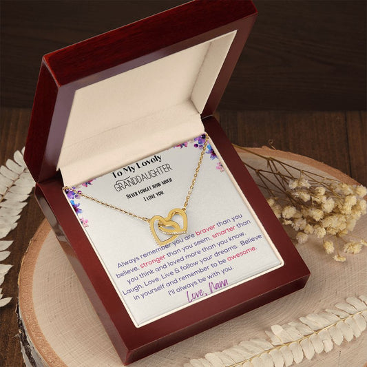 Interlocking Hearts Necklace - To My Lovely Granddaughter - Love, Nana