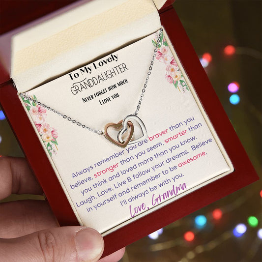 Interlocking Hearts Necklace - To My Lovely Granddaughter