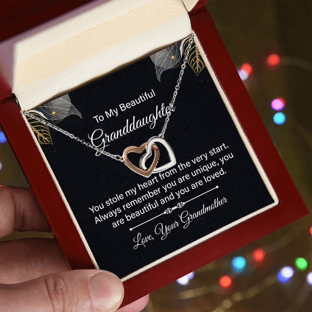 Interlocking Hearts Necklace - To My Beautiful Granddaughter