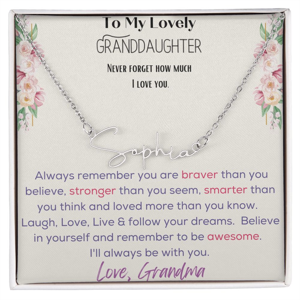 Signature Name Necklace - To My Lovely Granddaughter