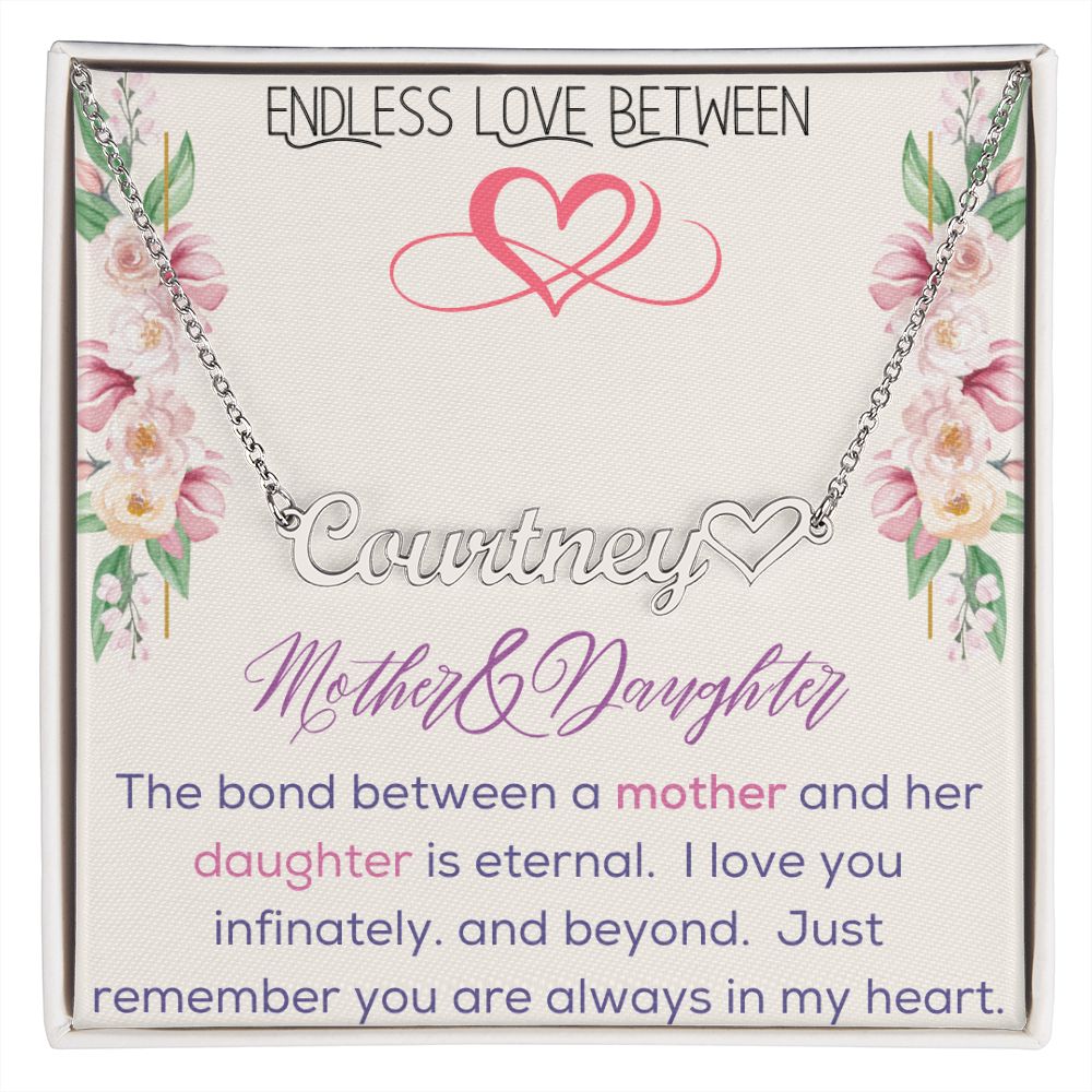 Heart Name Necklace - Endless Love Between Mother & Daughter
