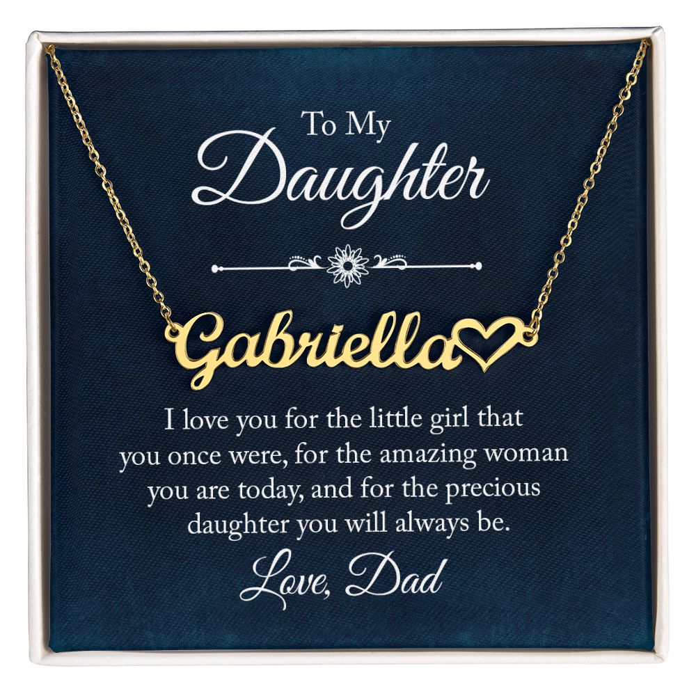 Heart Name Necklace - To my daughter - I love you