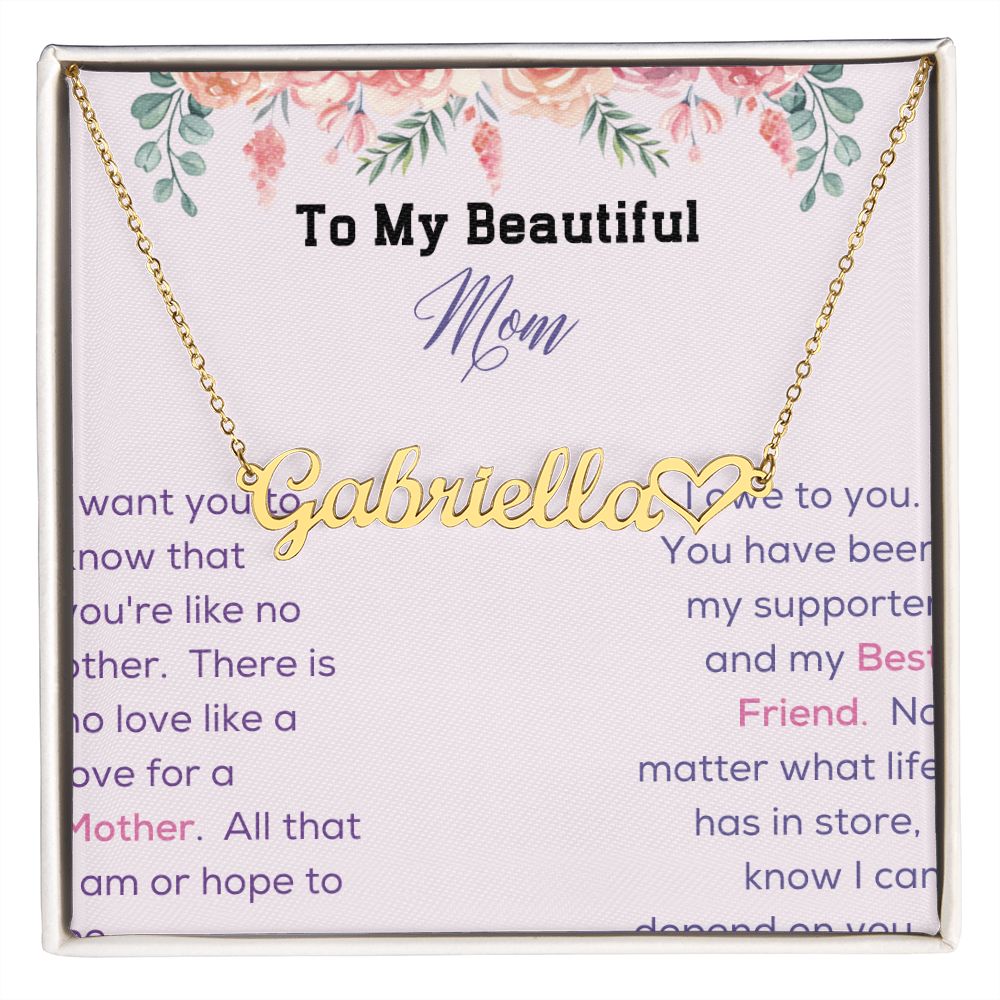 Heart Name Necklace - To My Beautiful Mom