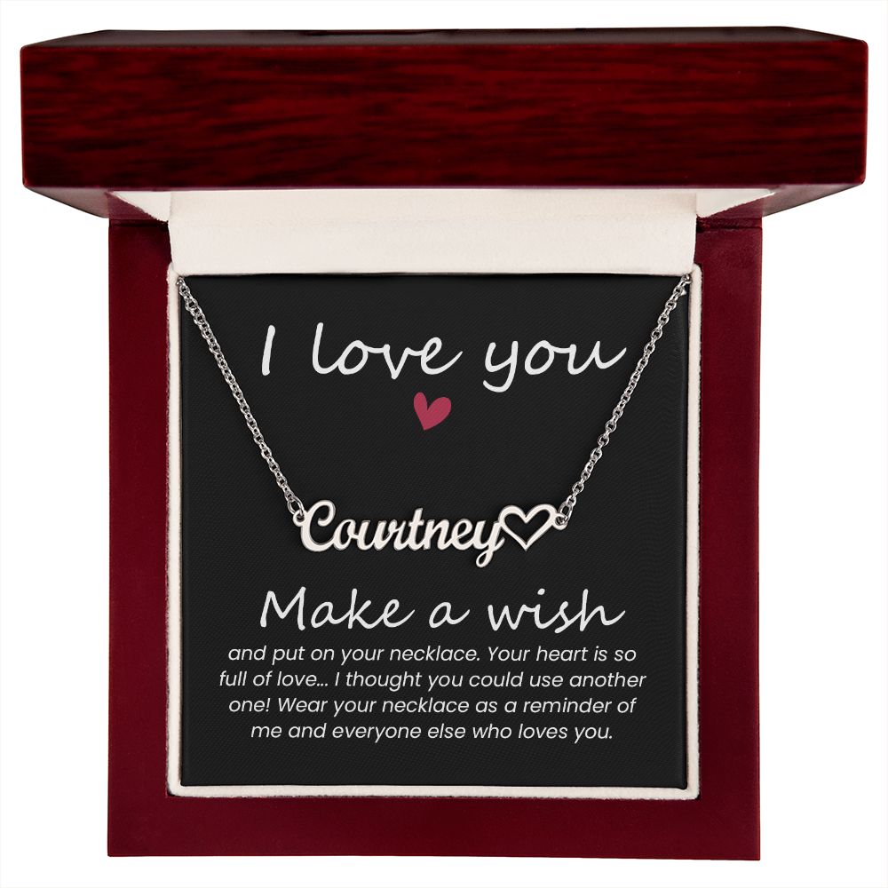 Heart Name Necklace - I Love You